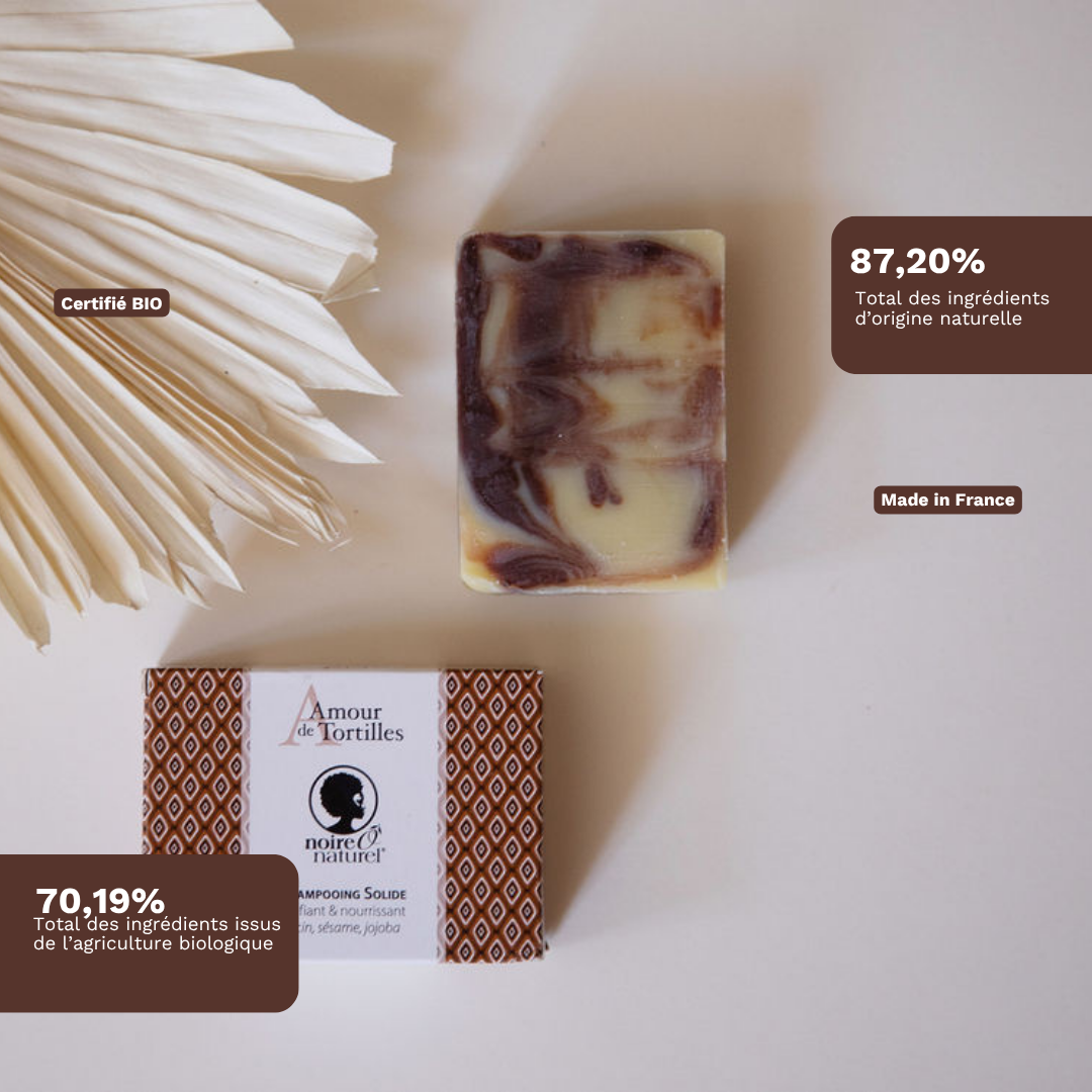 AMOUR DE TORTILLES - Shampooing Solide BIO Cheveux Secs, Frisés, Crépus, Locksés