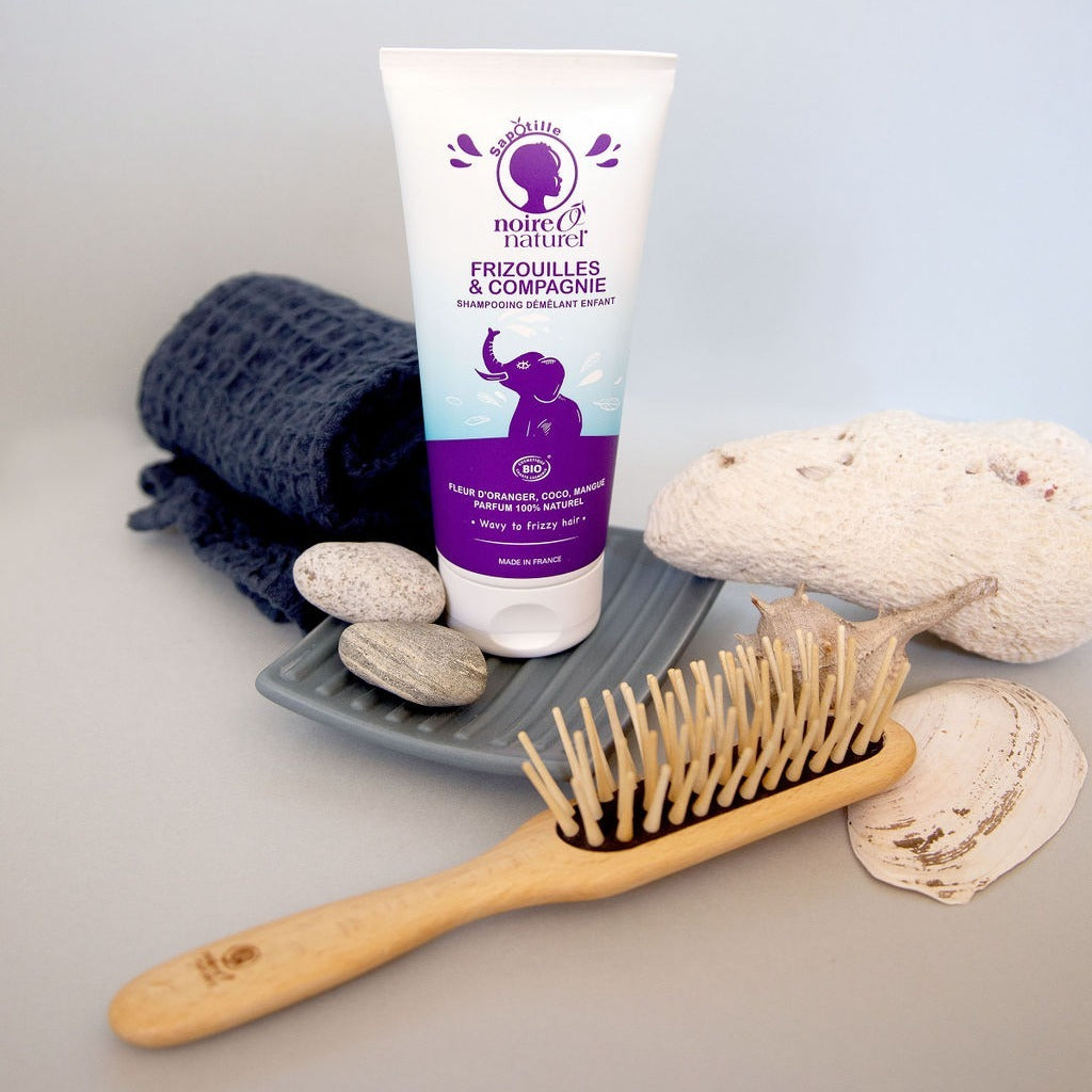 Brosse démêlante cheveux bouclés à crépus en Hêtre massif - Cheveux courts à mi-longs