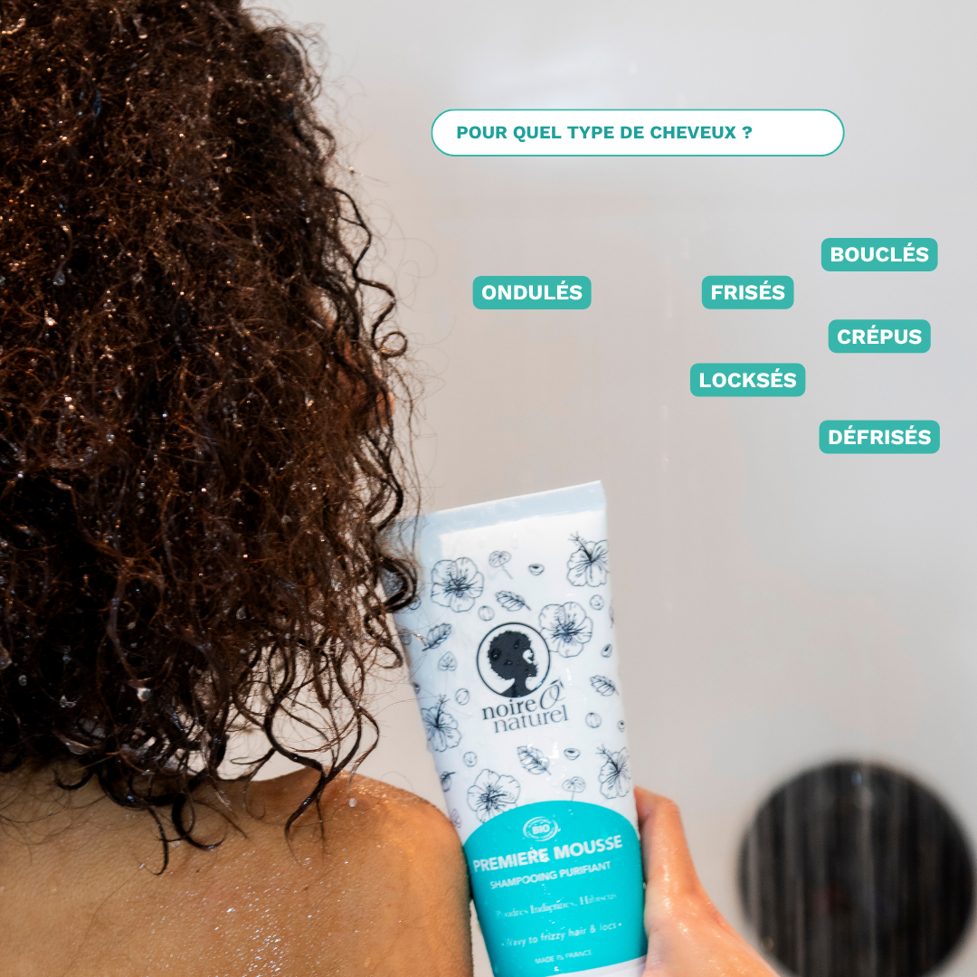 PREMIÈRE MOUSSE — Shampooing purifiant Bio aux poudres indiennes et hibiscus - cheveux crépus, bouclés